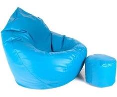Sėdmaišis su pufu Mega Comfort XXL, dirbtinė oda, žydras