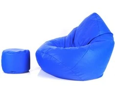 Sėdmaišis su pufu Mega Comfort XXL, dirbtinė oda, mėlynas