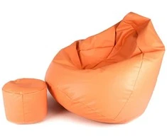 Sėdmaišis su pufu Mega Comfort XXL, dirbtinė oda, lašišinės spalvos