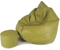 Sėdmaišis su pufu Mega Comfort XXL, dirbtinė oda, alyvuogių spalvos