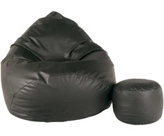 Sėdmaišis su pufu Mega Comfort XXL, dirbtinė oda, juodas