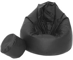 Sėdmaišis su pufu Mega Comfort XXL, dirbtinė oda, juodas