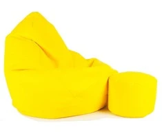 Sėdmaišis su pufu Mega Comfort XXL, dirbtinė oda, geltonas