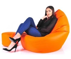 Sėdmaišis su pufu Mega Comfort XXL, dirbtinė oda, oranžinis