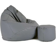 Sėdmaišis su pufu Mega Comfort XXL, dirbtinė oda, tamsiai pilkas