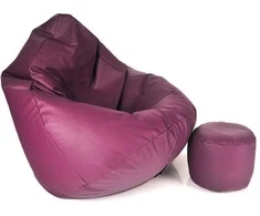Sėdmaišis su pufu Mega Comfort XXL, dirbtinė oda, slyvų spalvos