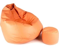 Sėdmaišis su pufu Mega Comfort XXL, dirbtinė oda, lašišinės spalvos
