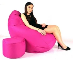 Sėdmaišis su pufu Mega Comfort XXL, kodura, fuksijų spalvos