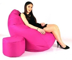 Sėdmaišis su pufu Mega Comfort XXL, kodura, fuksijų spalvos