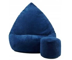 Sėdmaišis su pufu Mega Dot Velour L, 80x105 cm, tamsiai mėlynas