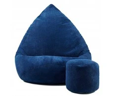 Sėdmaišis su pufu Mega Dot Velour L, 80x105 cm, tamsiai mėlynas