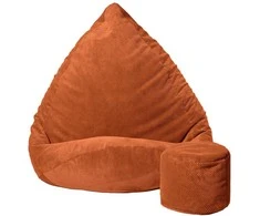 Sėdmaišis su pufu Mega Dot Velour L, 80x105 cm, plytų spalvos