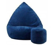Sėdmaišis su pufu Mega Dot Velour M, 75x95 cm, tamsiai mėlynas