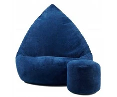 Sėdmaišis su pufu Mega Dot Velour M, 75x95 cm, tamsiai mėlynas