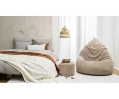 Sėdmaišis su pufu Mega Dot Velour XL, 90x120 cm, smėlio spalvos