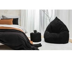 Sėdmaišis su pufu Mega Dot Velour XL, 90x120 cm, juodas
