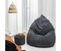 Sėdmaišis su pufu Mega Dot Velour XL, 90x120 cm, tamsiai pilkas
