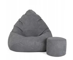 Sėdmaišis su pufu Mega Dot Velour XXL, 100x130 cm, tamsiai pilkas