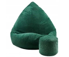 Sėdmaišis su pufu Mega Dot Velour XXL, 100x130 cm, žalias