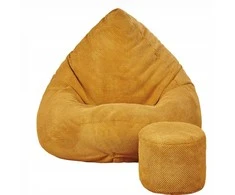 Sėdmaišis su pufu Mega Dot Velour XXL, 100x130 cm, garstyčių spalvos
