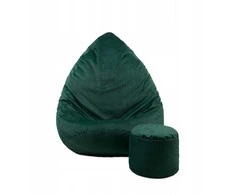 Sėdmaišis su pufu Mega Premium Cloud Velour XXL, 100x130 cm, tamsiai žalias