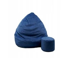 Sėdmaišis su pufu Mega Premium Cloud Velour XL, 90x120 cm, jūros mėlynas