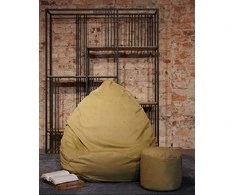 Sėdmaišis su pufu Mega Premium Cloud Velour XXL, 100x130 cm, šviesiai žalias