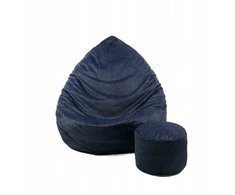 Sėdmaišis su pufu Mega Premium Cloud Velour XXL, 100x130 cm, juodas