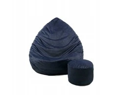 Sėdmaišis su pufu Mega Premium Cloud Velour XXL, 100x130 cm, juodas