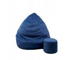 Sėdmaišis su pufu Mega Premium Cloud Velour XL, 90x120 cm, jūros mėlynas