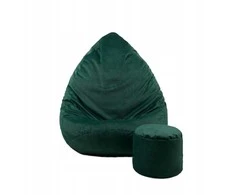 Sėdmaišis su pufu Mega Premium Cloud Velour XXL, 100x130 cm, tamsiai žalias