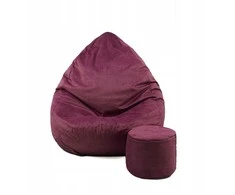 Sėdmaišis su pufu Mega Premium Cloud Velour XXL, 100x130 cm, bordinis