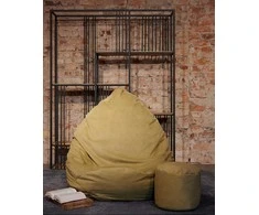 Sėdmaišis su pufu Mega Premium Cloud Velour XXL, 100x130 cm, šviesiai žalias