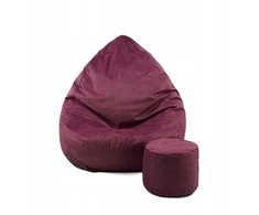 Sėdmaišis su pufu Mega Premium Cloud Velour XXL, 100x130 cm, bordinis