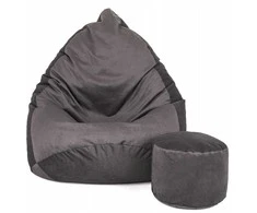 Sėdmaišis su pufu Mega Premium Terra Velour XXL, 100x130 cm, grafito