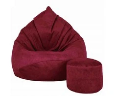 Sėdmaišis su pufu Mega Premium Terra Velour XXL, 100x130 cm, bordinis