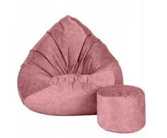 Sėdmaišis su pufu Mega Premium Terra Velour XL, 90x120 cm, tamsiai rožinis