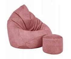 Sėdmaišis su pufu Mega Premium Terra Velour XXL, 100x130 cm, tamsiai rožinis