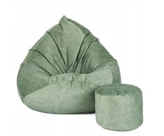 Sėdmaišis su pufu Mega Premium Terra Velour XXL, 100x130 cm, mėtų spalvos