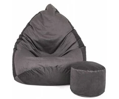 Sėdmaišis su pufu Mega Premium Terra Velour XL, 90x120 cm, grafito
