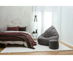 Sėdmaišis su pufu Mega Premium Terra Velour XL, 90x120 cm, pilkas