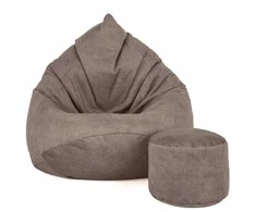 Sėdmaišis su pufu Mega Premium Terra Velour XXL, 100x130 cm, pieniško šokolado spalvos