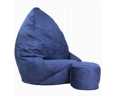 Sėdmaišis su pufu Mega Premium Terra Velour XXL, 100x130 cm, tamsiai mėlynas