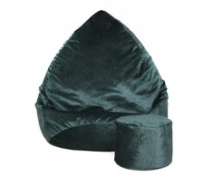 Sėdmaišis su pufu Mega Premium Terra Velour XXL, 100x130 cm, tamsiai žalias