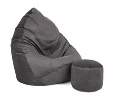 Sėdmaišis su pufu Mega Premium Terra Velour XL, 90x120 cm, grafito