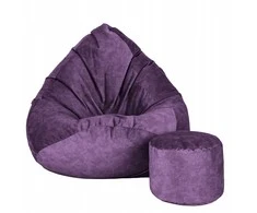 Sėdmaišis su pufu Mega Premium Terra Velour XXL, 100x130 cm, tamsios slyvų spalvos