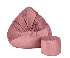 Sėdmaišis su pufu Mega Premium Terra Velour XXL, 100x130 cm, tamsiai rožinis