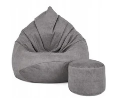 Sėdmaišis su pufu Mega Premium Terra Velour XXL, 100x130 cm, pilkas