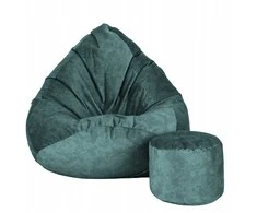 Sėdmaišis su pufu Mega Premium Terra Velour XL, 90x120 cm, tamsiai žalias