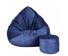 Sėdmaišis su pufu Mega Premium Terra Velour XL, 90x120 cm, tamsiai mėlynas